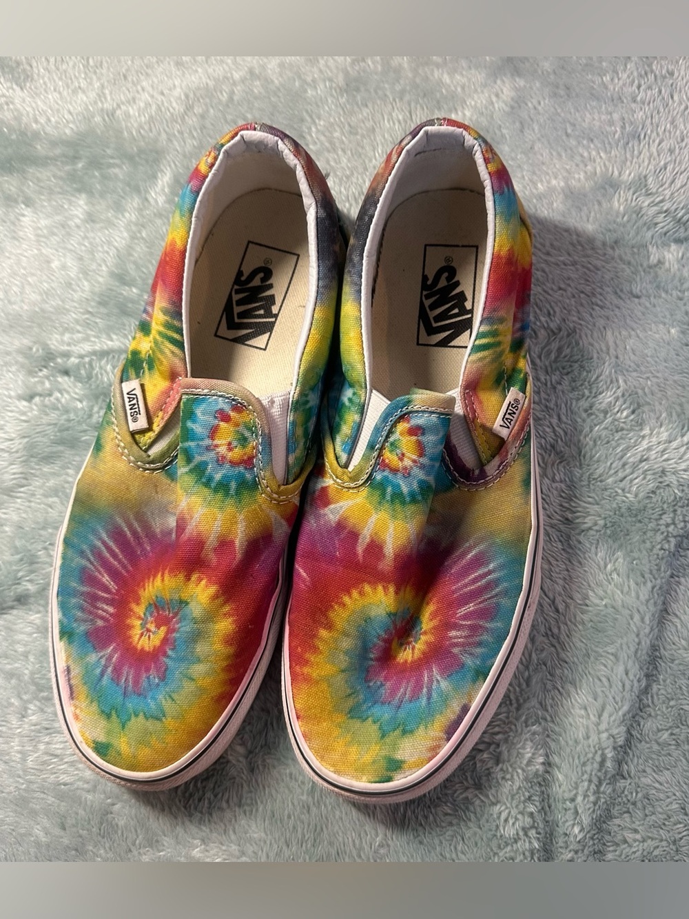 Vans Tie-Dye Slip-On Canvas Shoes - Red, Yellow, Blue, Green, Purple